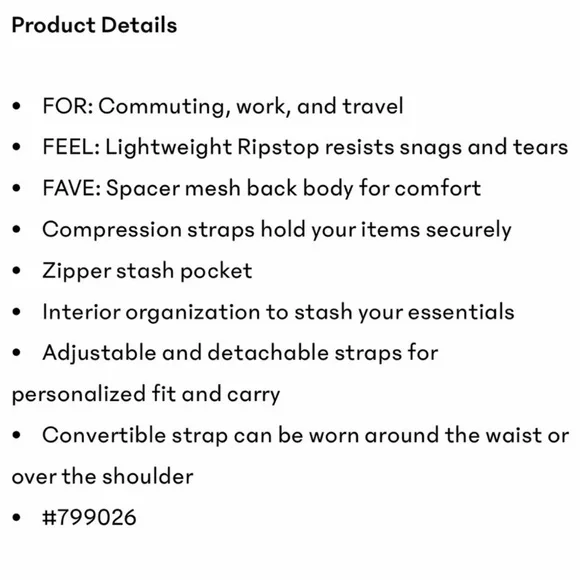 Athleta NWT Excursion Waistbag Everywhere Stowaway Fanny Pack Bag Black - Picture 7 of 13